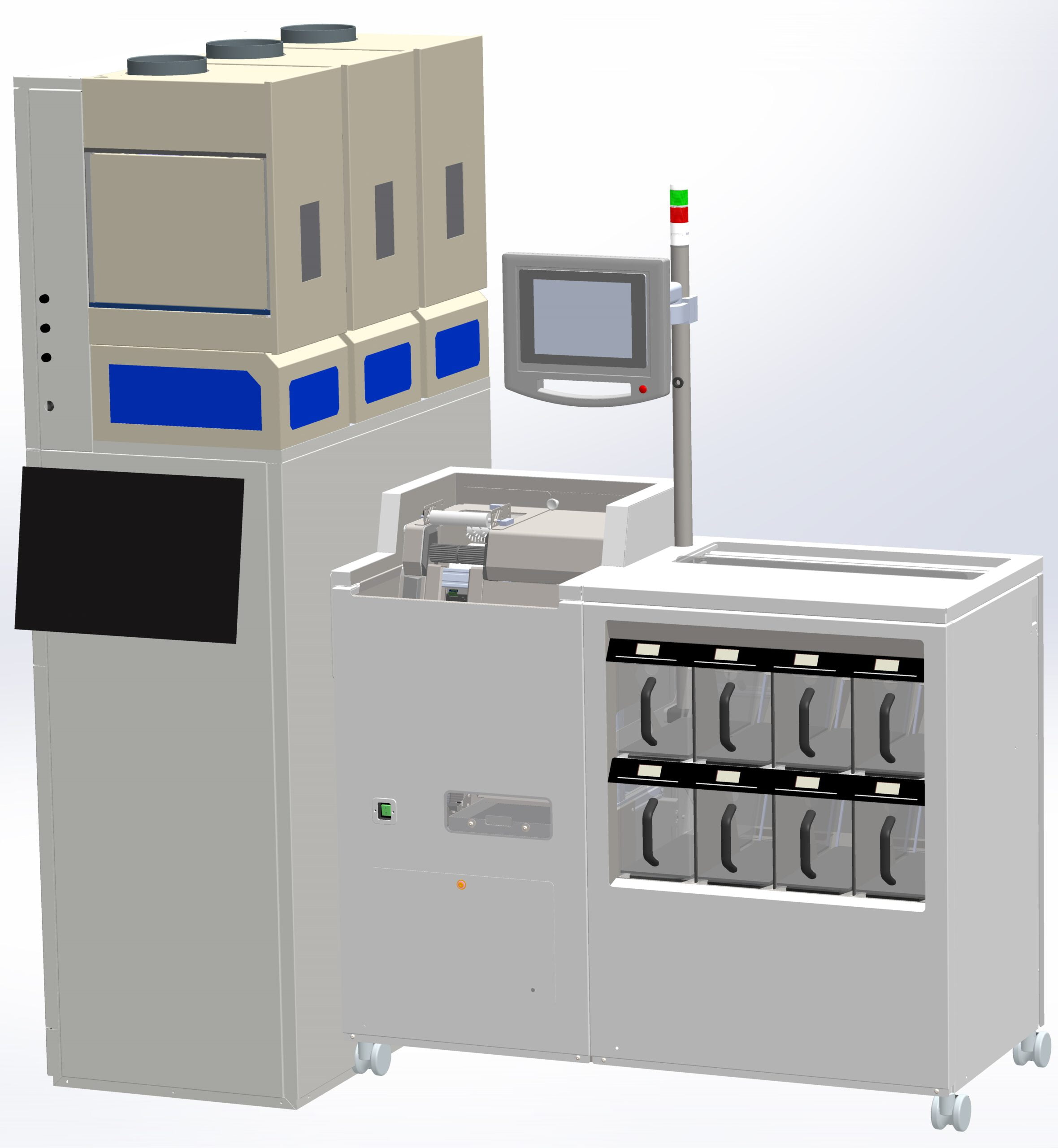 ASP-Straße 3-klein SortPro tube sorter connected to 3 ASL Compact for sample transportation